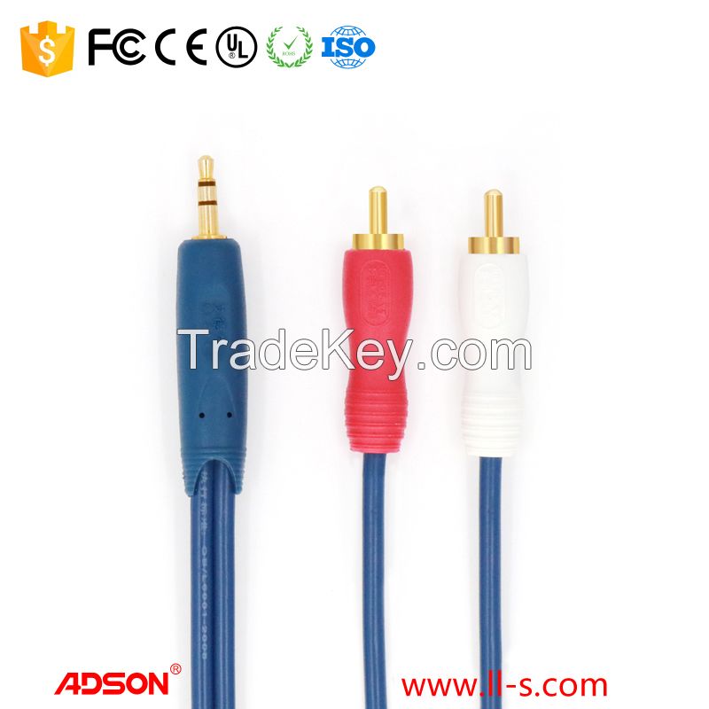 4.9ft 1.5m Adson 3.5mm Plug Jack to 2RCA Male Stereo Audio Cable