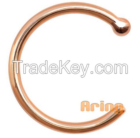 Solid 14k 18k Rose Gold Nose Hoop 18 20 Gauge 5/16"