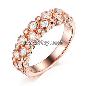 Jewelry Manufacturers Solid 18k 9k 14k Rose Pink Gold Diamond Rings