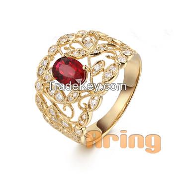 wholesale gold jewelry Solid 18k 9k 14k  Gold Vintage Style Ruby Rings
