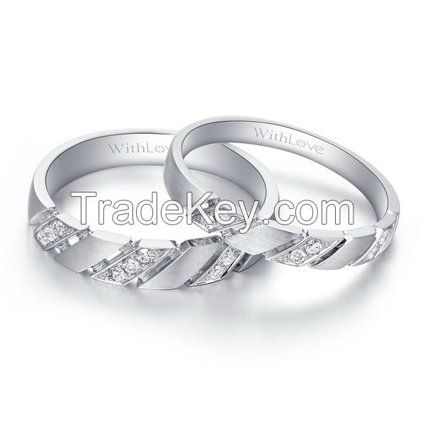 Wholesale Jewelry Solid 18k 9k 14k White Gold Diamonds Wedding Rings Wedding Bands