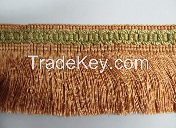 Handmade chainette custom polyester chain tassels fringes brush for curtain decoration