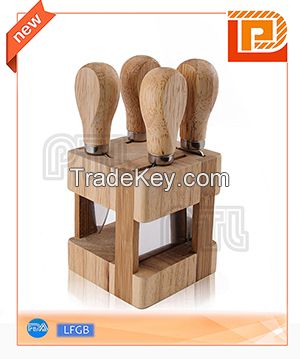 Wooden cheese set with cubic stand(5 pieces)