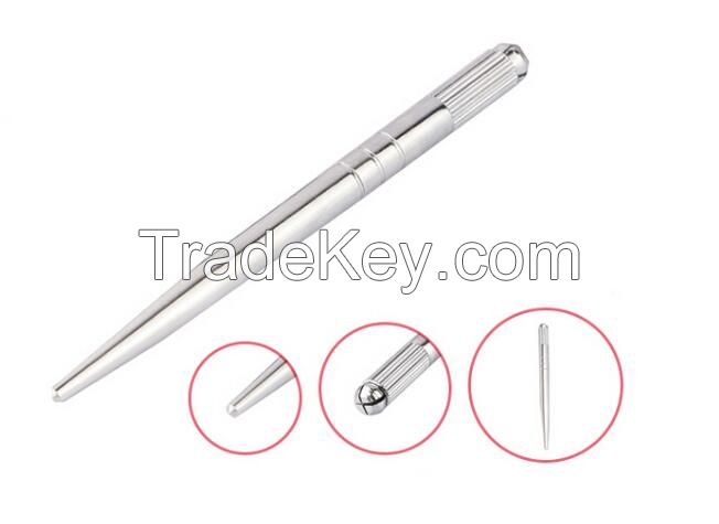 Silver Manual Tattoo Pen For 3d Eyebrow Embroidery