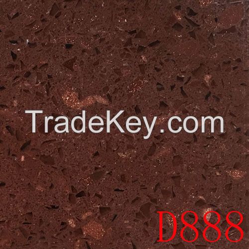 Top quality red spangle engineering quartz stones