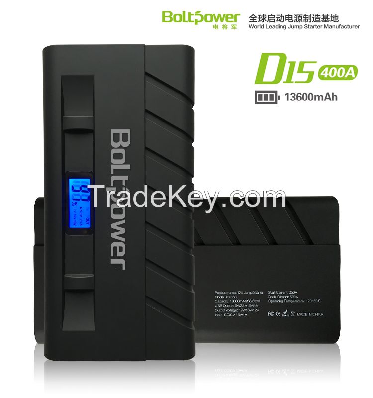 Boltpower D15 13600mAh Diesel jump starter power bank mini car jump starter with dual usb for mobile charging