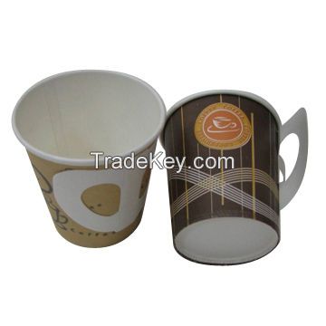 Disposable Color Printing 6.5oz, 7.5oz Paper  Cup With Handle