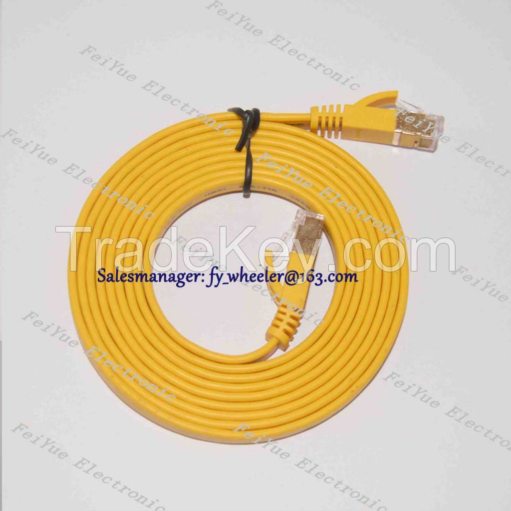 cat6 Flat slim STP 32awg bare copper network patch cord OD2.8*7.6mm RJ