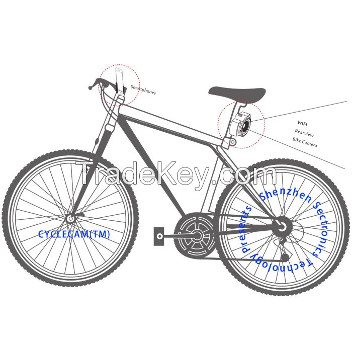 Mini WiFi Rearview Bike Camera, P2p 720p Bicycle Rearveiw Camera to Keep Cyclist Safe, WiFi Rearview Camera for Bike