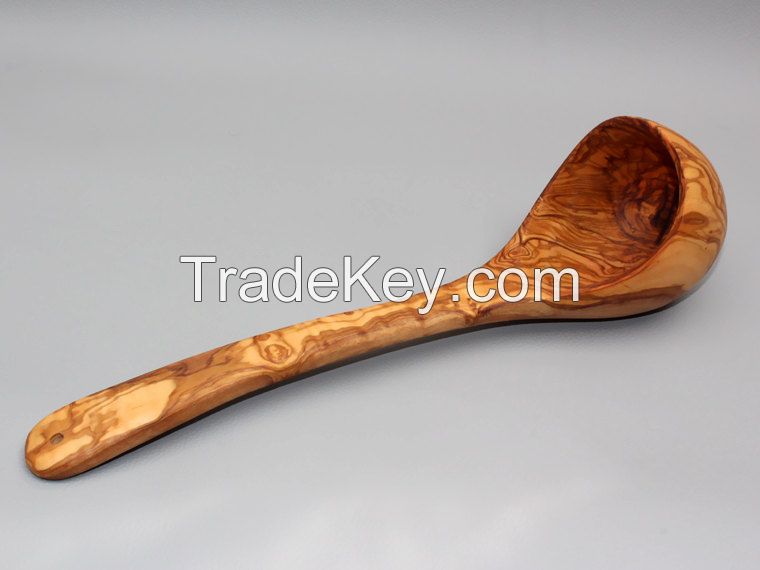 Olive Wood Ladle / Wooden Handcrafted Serving Spoon,  