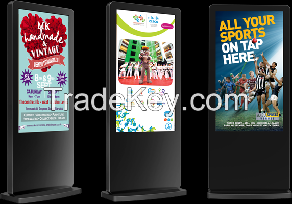 free standing network android hd information kiosk display