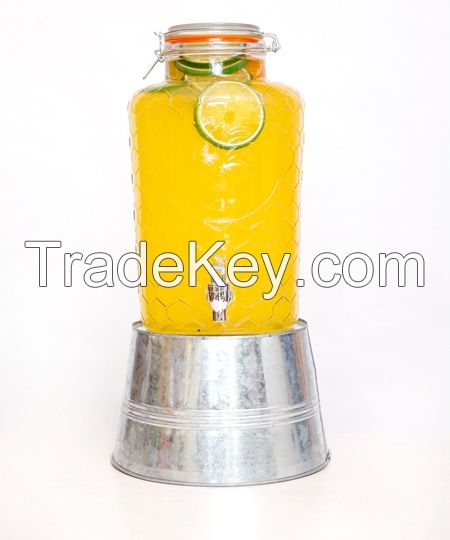 Factory Price Hot Sale Glass Jar With Tap Rooster Beverage Dispenser Glass