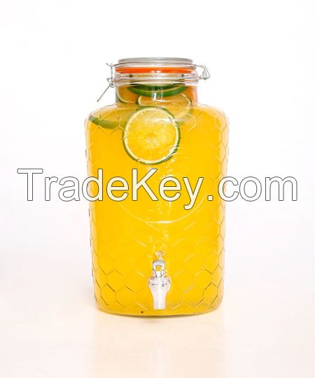 Factory Price Hot Sale Glass Jar With Tap Rooster Beverage Dispenser Glass
