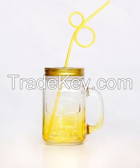 16oz Factory Price Glass Mason Jar Wide Mouth With Straw Lid