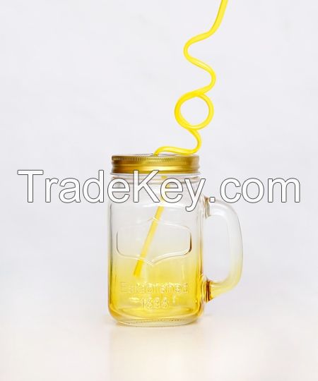 16oz Factory Price Glass Mason Jar Wide Mouth With Straw Lid