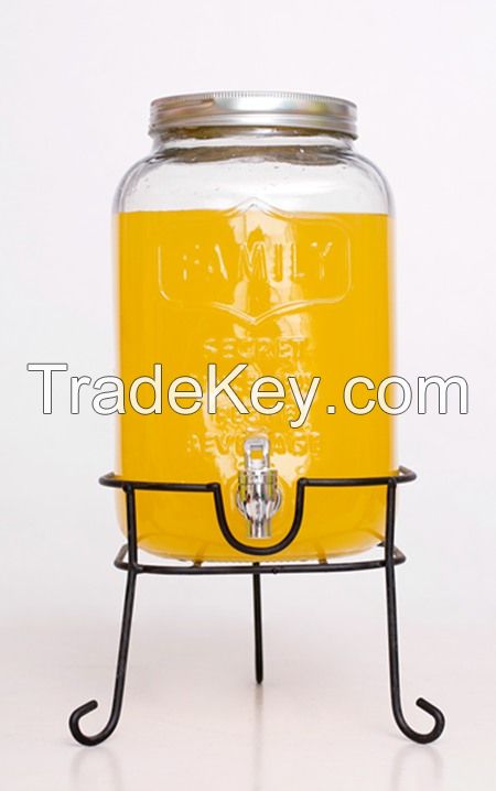 Hot Sale Family Glass Beverage Dispenser With Rack