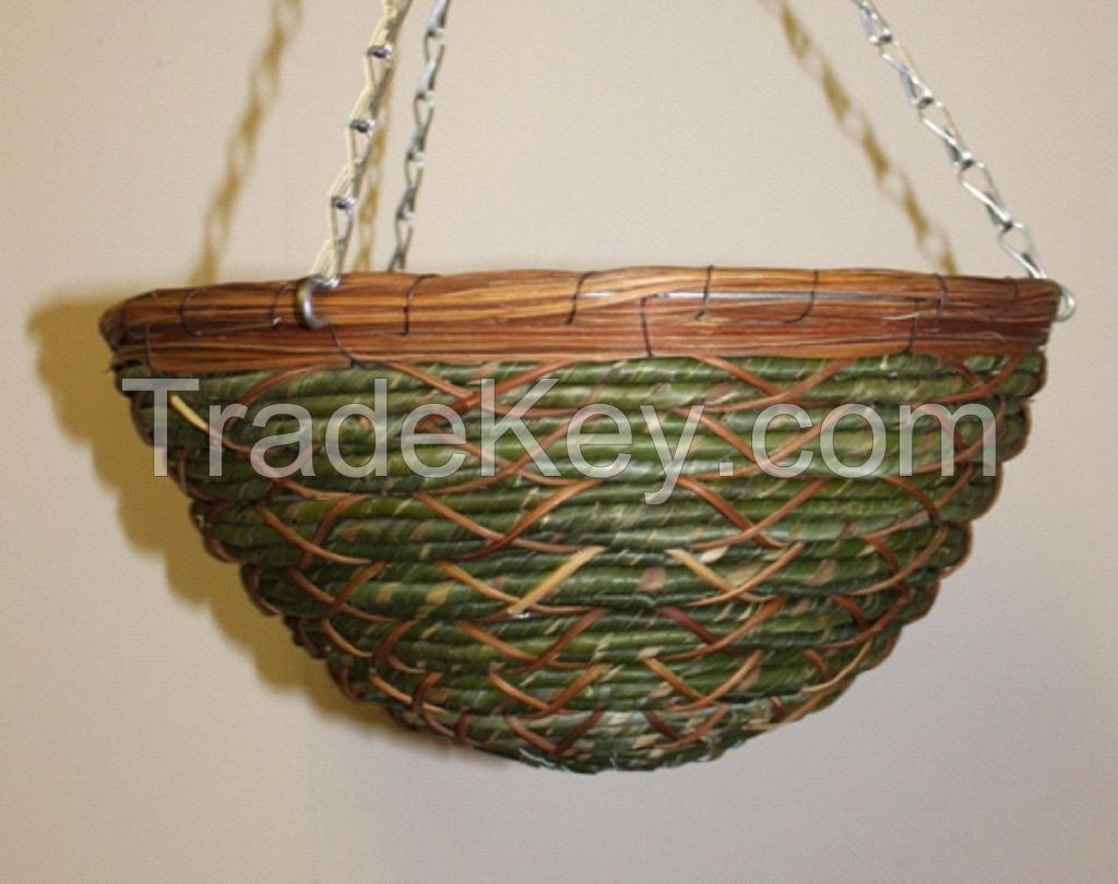 Green rope hanging basket