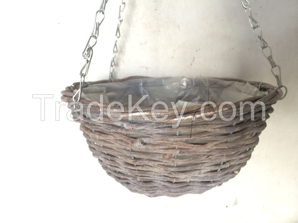 Black rattan hanging basket