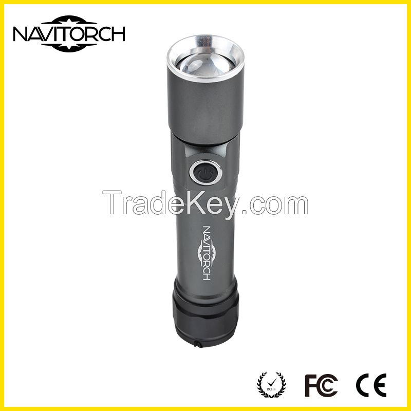 Zoomable Bottom Magnet Rechargeable Led Flashlight/led Torch (nk-1861)