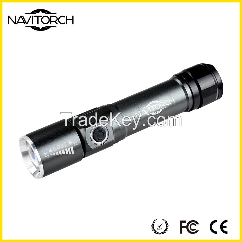 Zoomable Bottom Magnet Rechargeable Led Flashlight/led Torch (nk-1861)