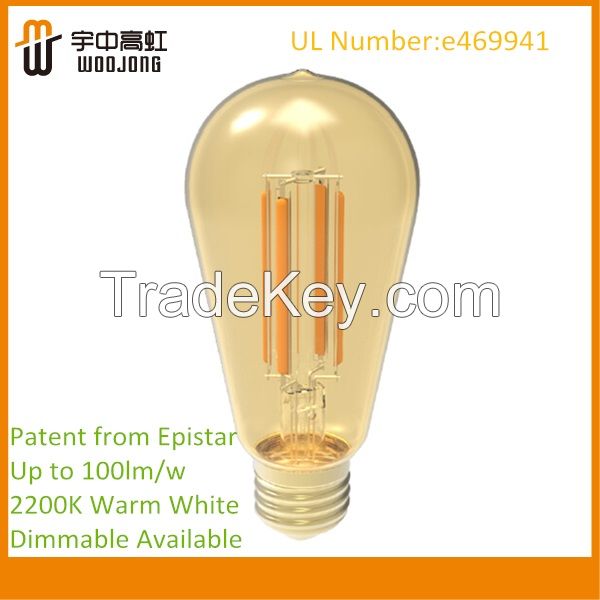 2 Years Warranty Aluminum Glass Material Vintage LED Filament Bulb