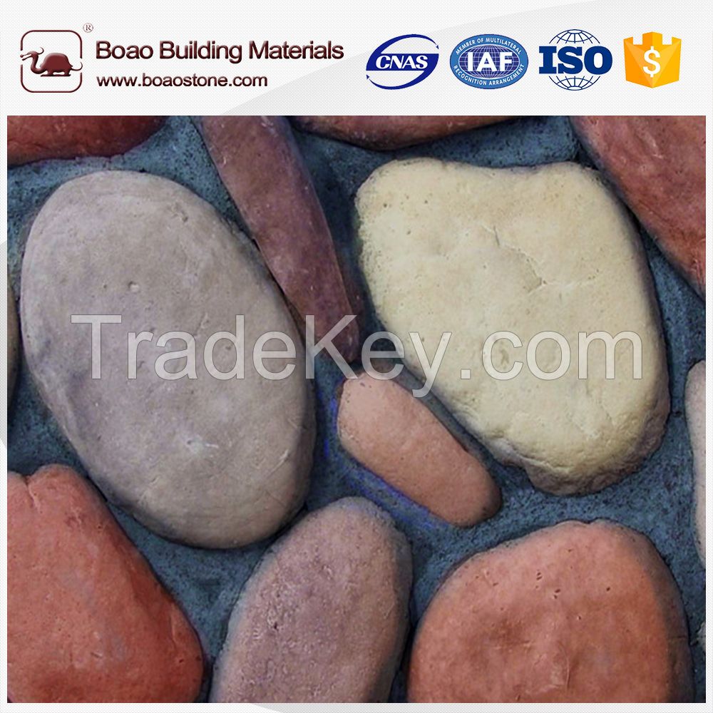 Manufactured cobble stone veneer wall cladding