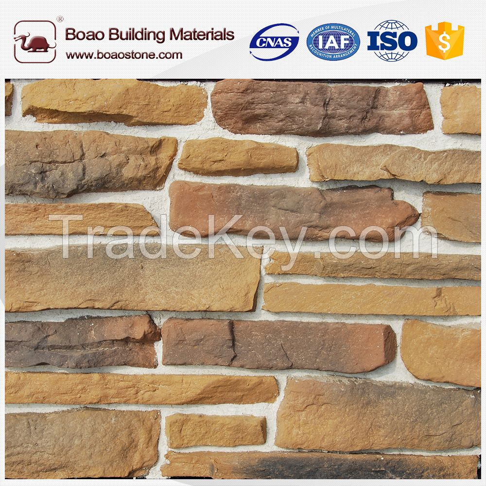 Artificial stacked ledge stone cladding