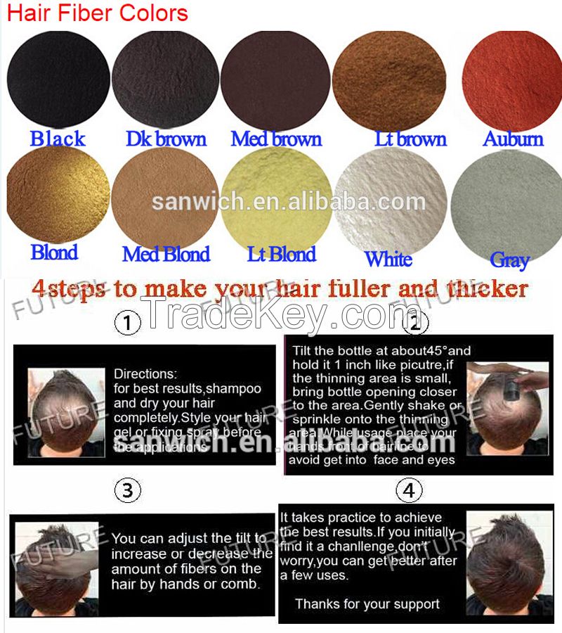 OEM 2016 Men/Women Cotton Powder Keratin Hair Building FIbers