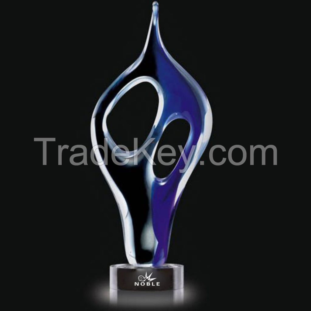 Designer Home Decor Hand Blown Glass Sailing Boats Trophy