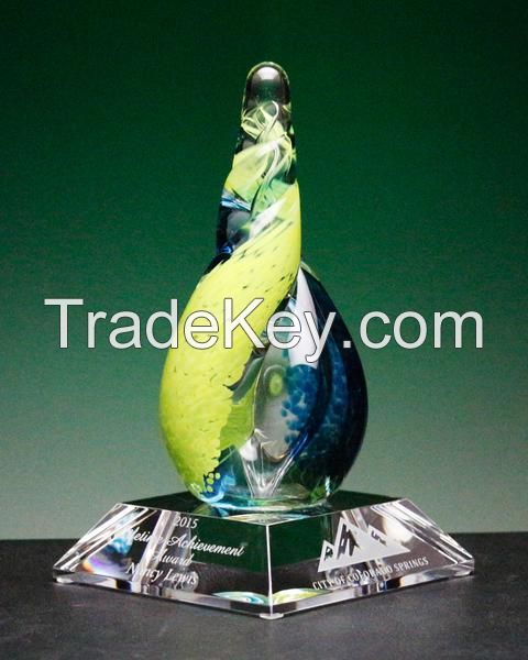 Crystal Starfish Shape Craft Color Hand Blown Glass Trophy