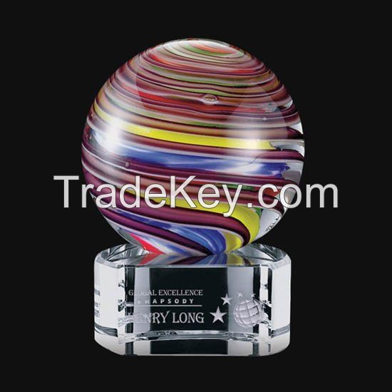 Chinese Manufacturer Hand Blown Glass Trophy  Crystal Ball for Home Decor