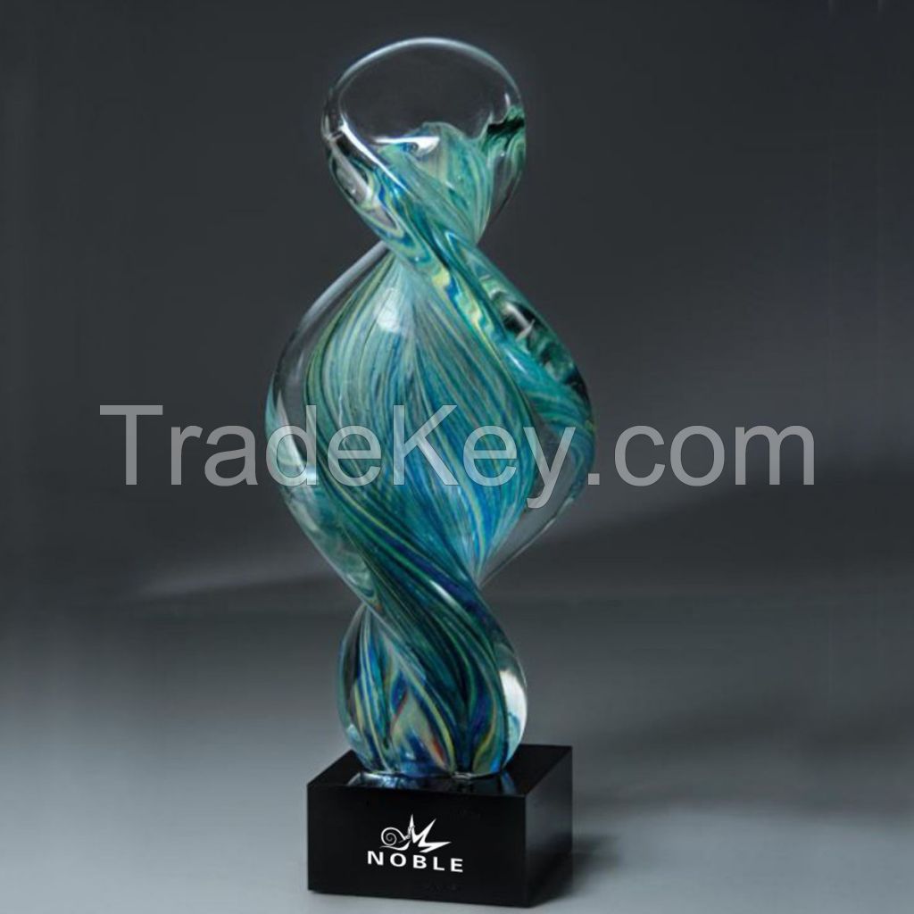 Art Glass Bird Award  Murano Art Glass Parrot Bird Figurine Trophy Award