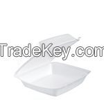 White Foam Hinged Lid Containers