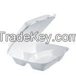 White Foam Hinged Lid Containers