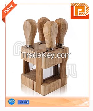 Wooden cheese set with cubic stand(5 pieces) 