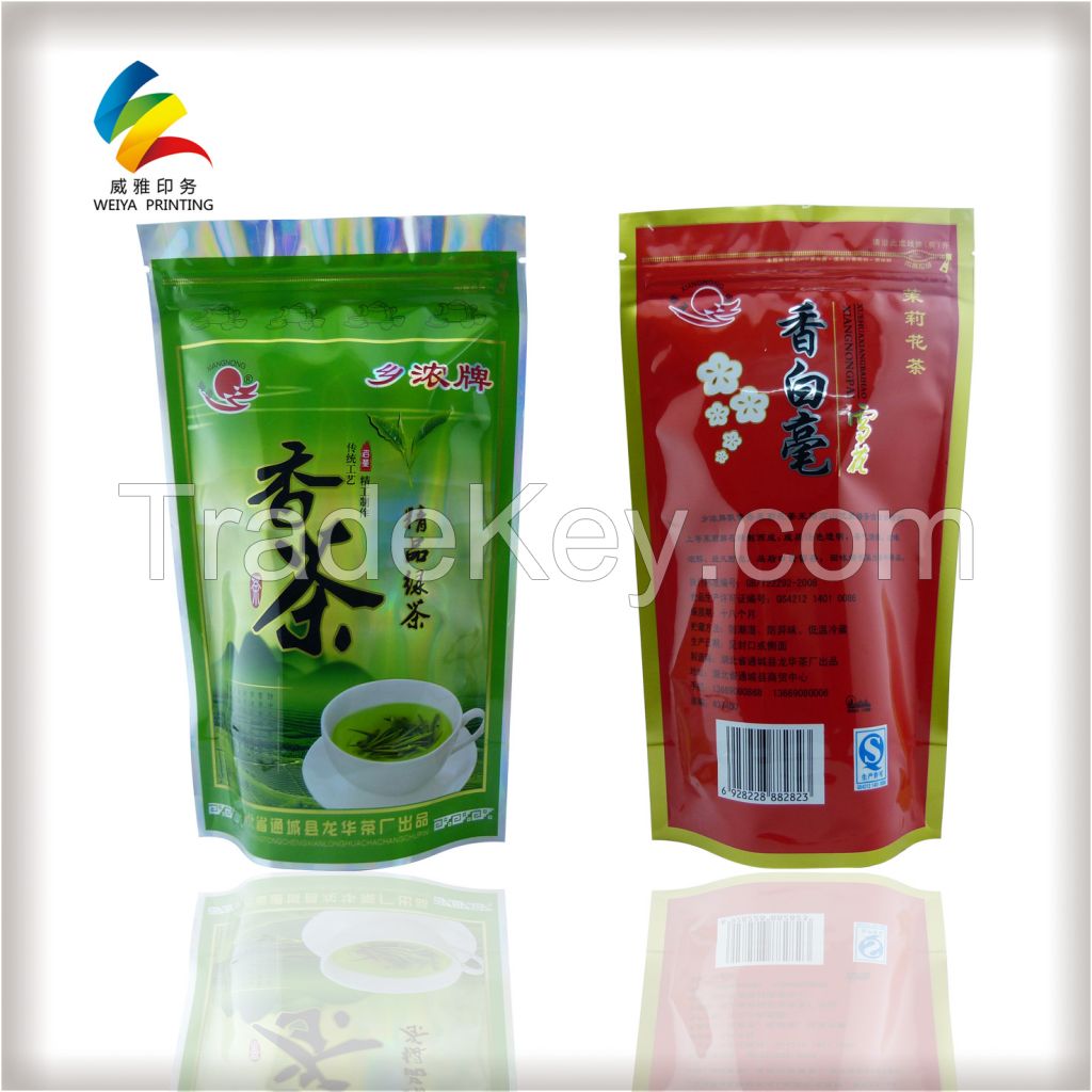 Stand up pouch with zip lock for tea packaging