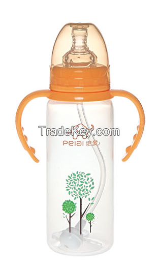 240ml Standard Neck Pp Straight Feeding Bottle With Handle