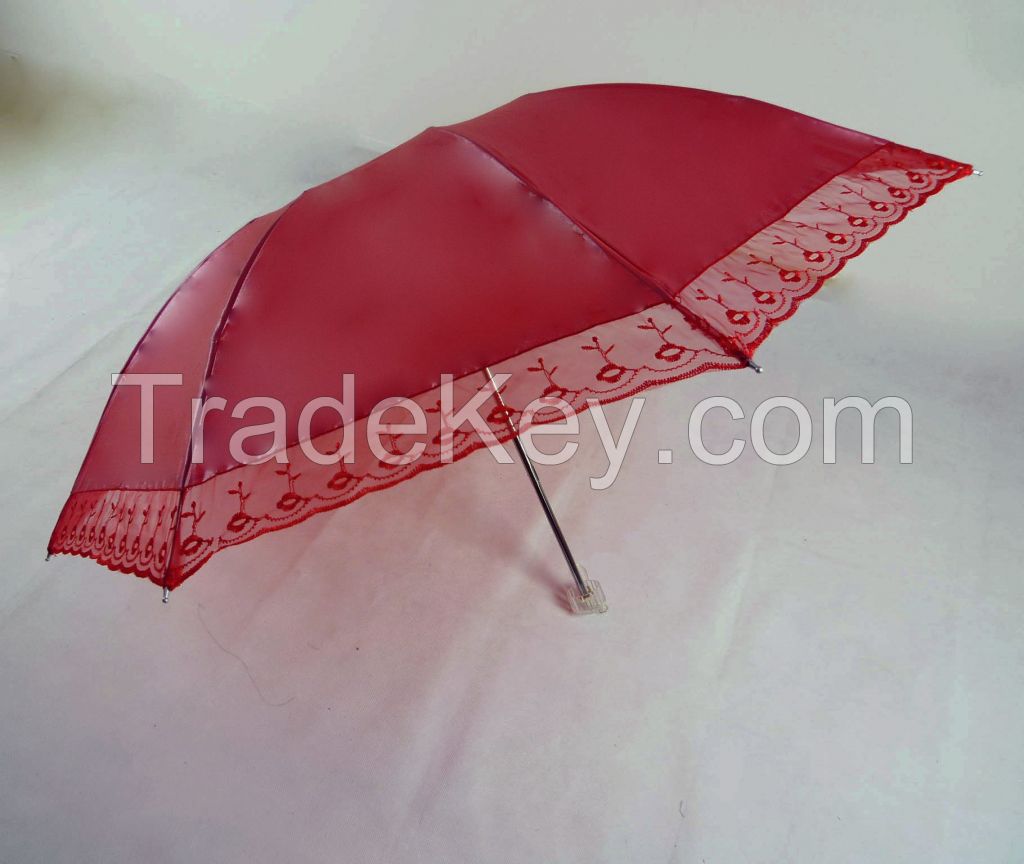 Three folds 8k fashion lady flower pattern umbrella