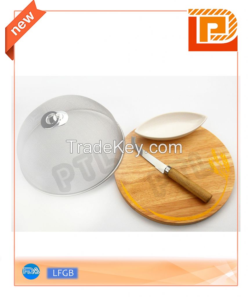 Wooden Cheese Set With Oval Ceramic Bowl Plus S/s Cover 