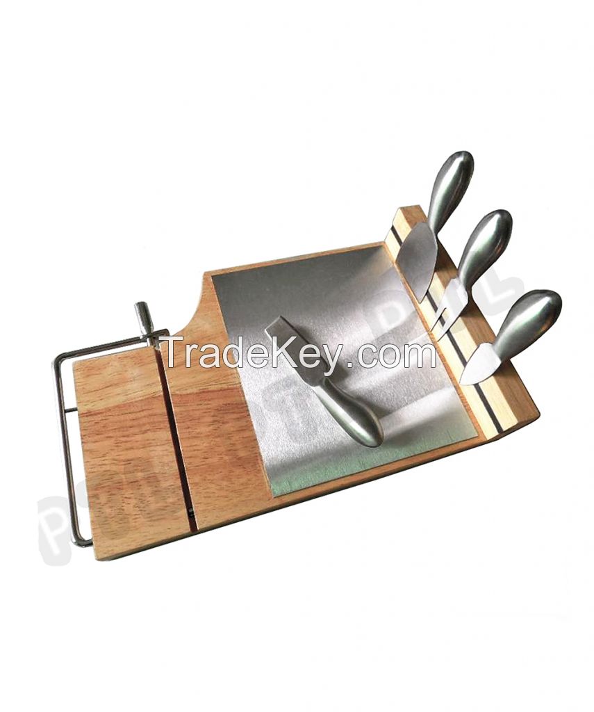 S/S cheese Utility with wooden chopping board(5 pieces) 