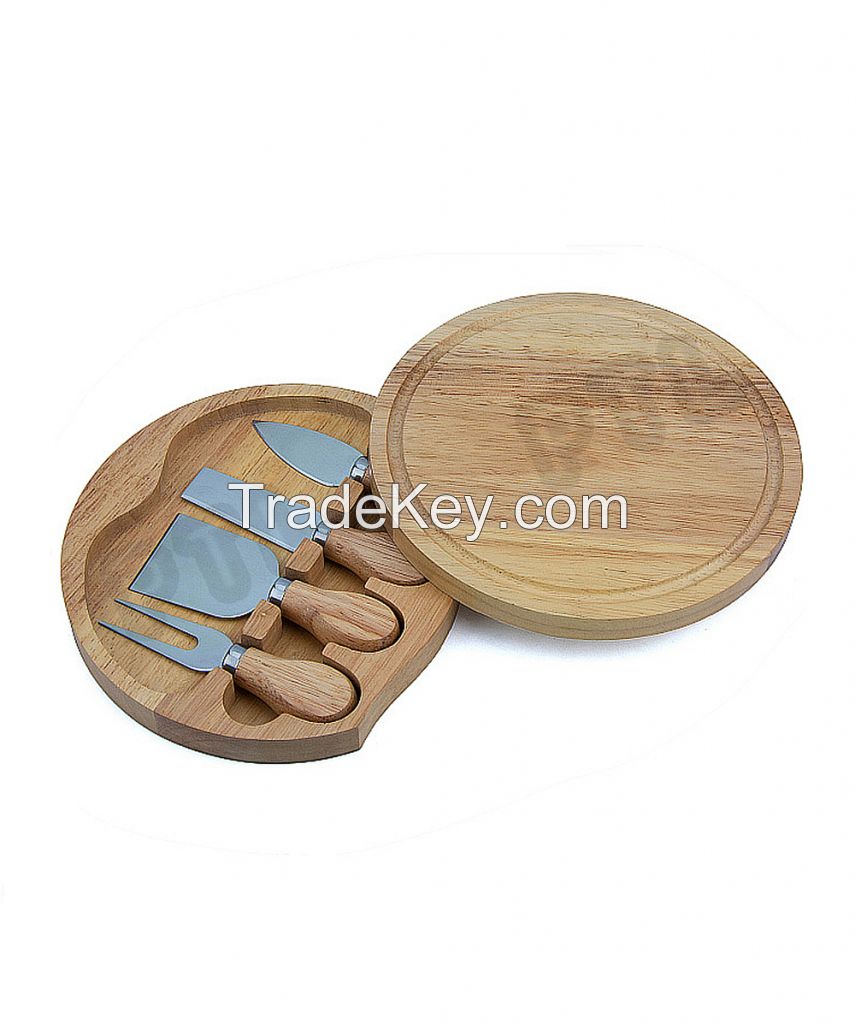 swiveling wooden cheese set(5 pieces) 