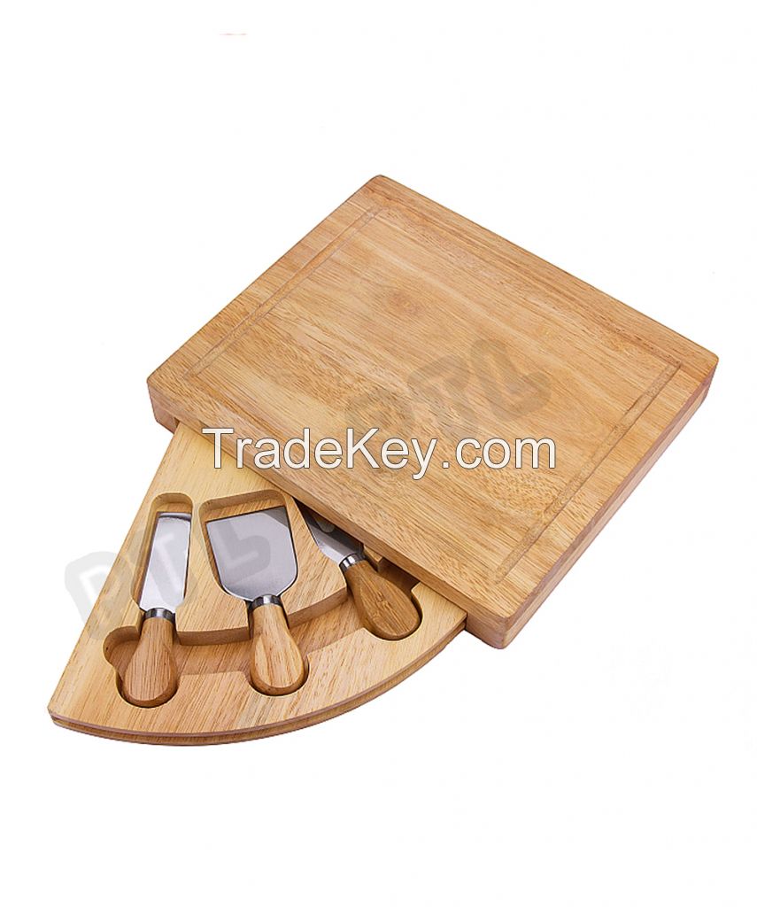 retangular 4-piece cheese set with fan-shaped rotatable tray 