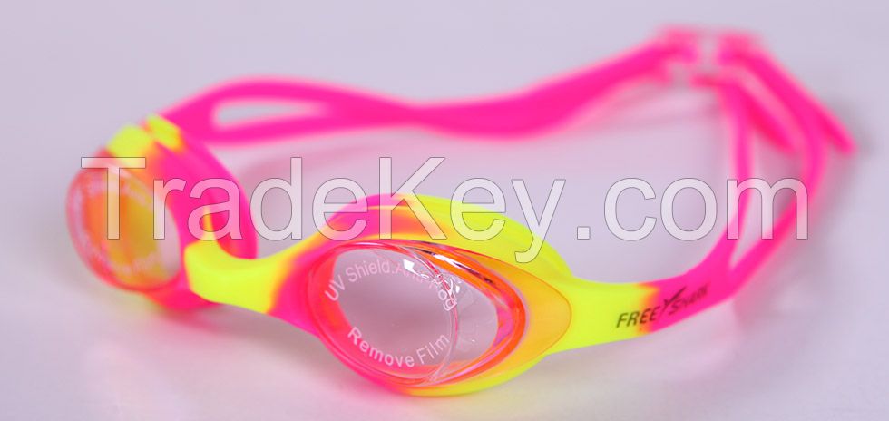 2015 Colorful silicone kids swimming goggles