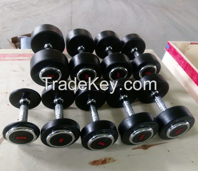 Rubber coated dumbbell