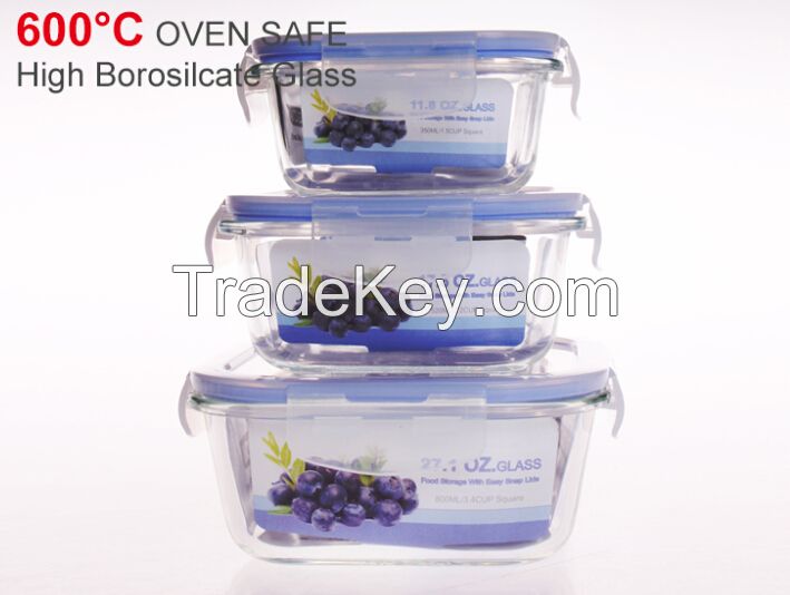 airtight food storage container set, rectangle, square, round 