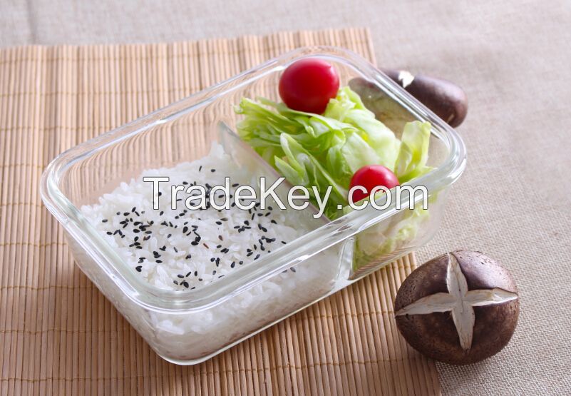 glass food container with divider, for storage different food 