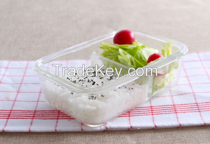 glass food container with divider, for storage different food 