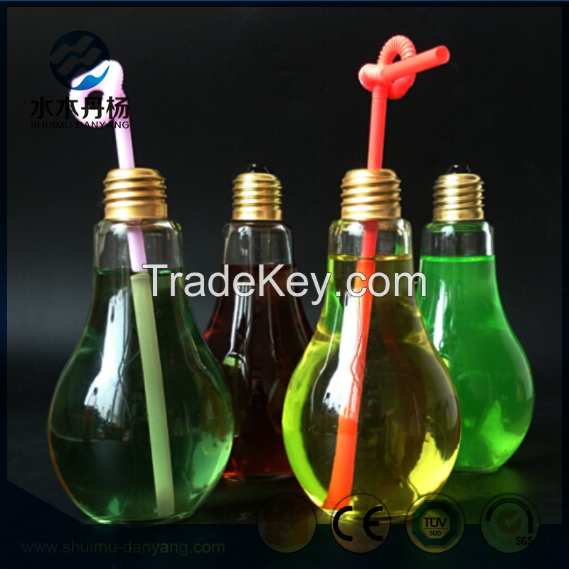 Hot selling clear light bulb bottle glass beverage bottle