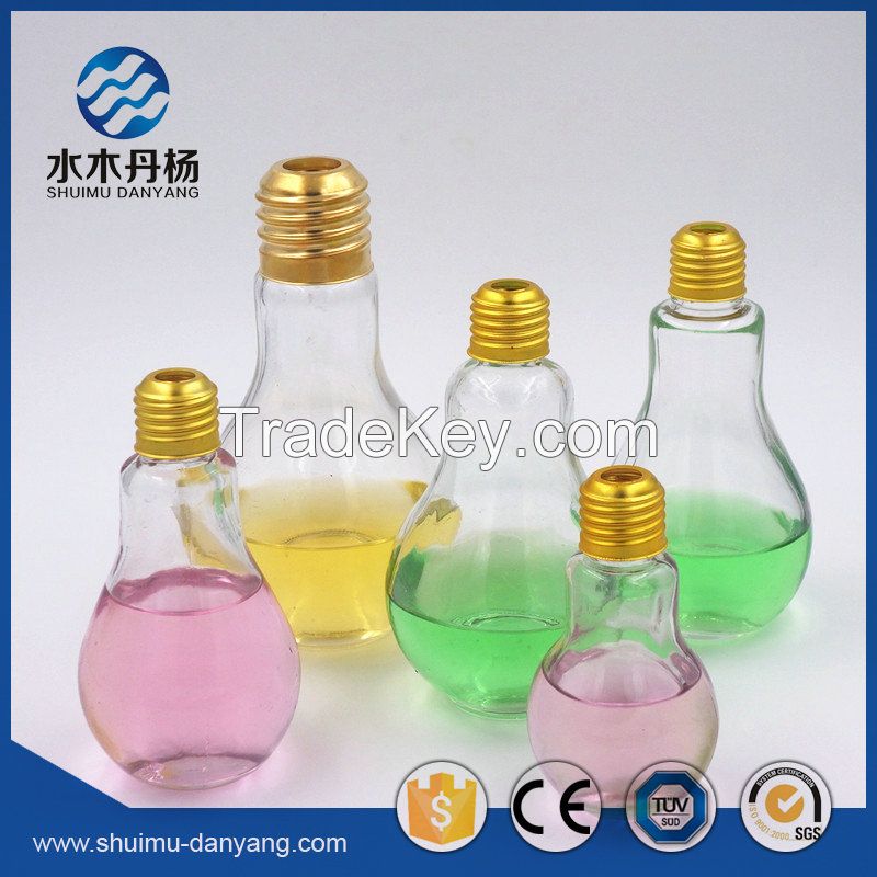 Hot selling clear light bulb bottle glass beverage bottle