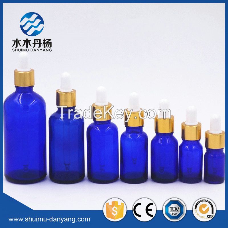 5-100ml cobalt blue glass e-liquid bottle with pipette dropper